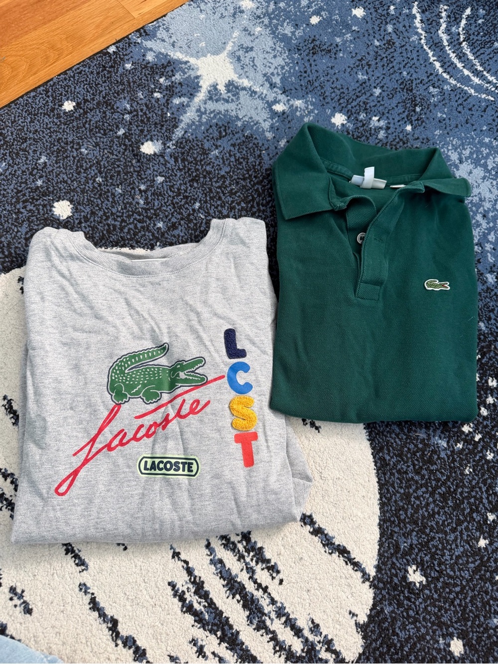 Lacoste Kids Green Polo and Gray Logo Tee Duo